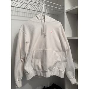 Vintage Champion White Reverse Weave Hoodie Size Large